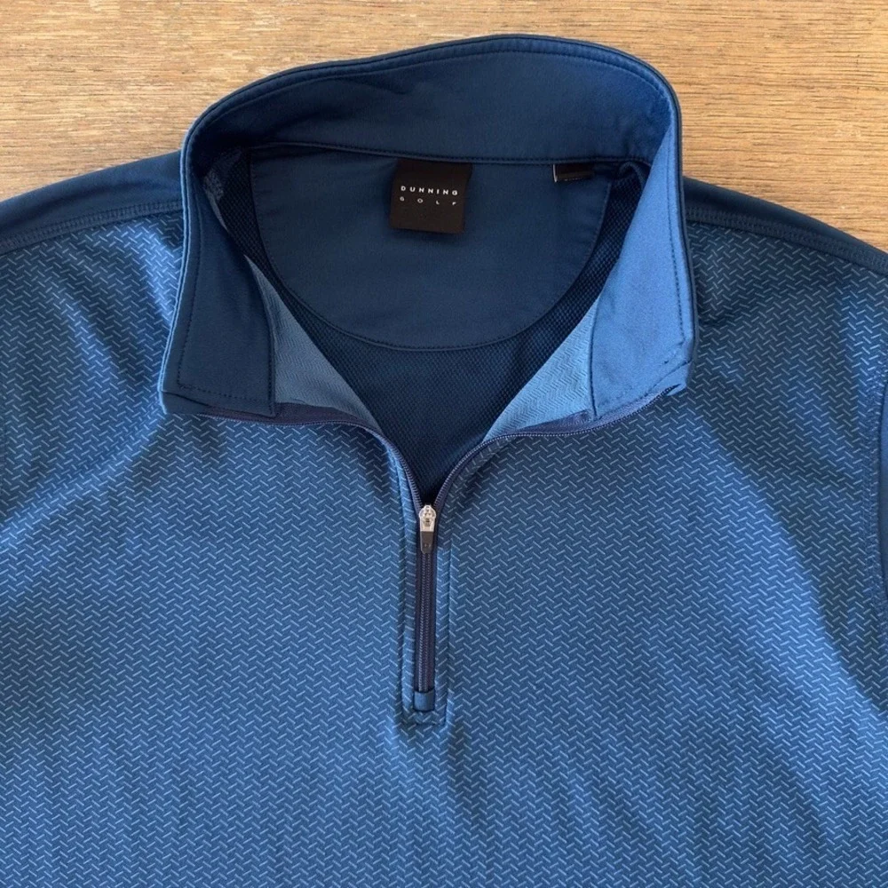 Dunning Golf Kerim 1/4 Zip Golf Jacquard Performance Pullover-Blue-Men's Sz M‎